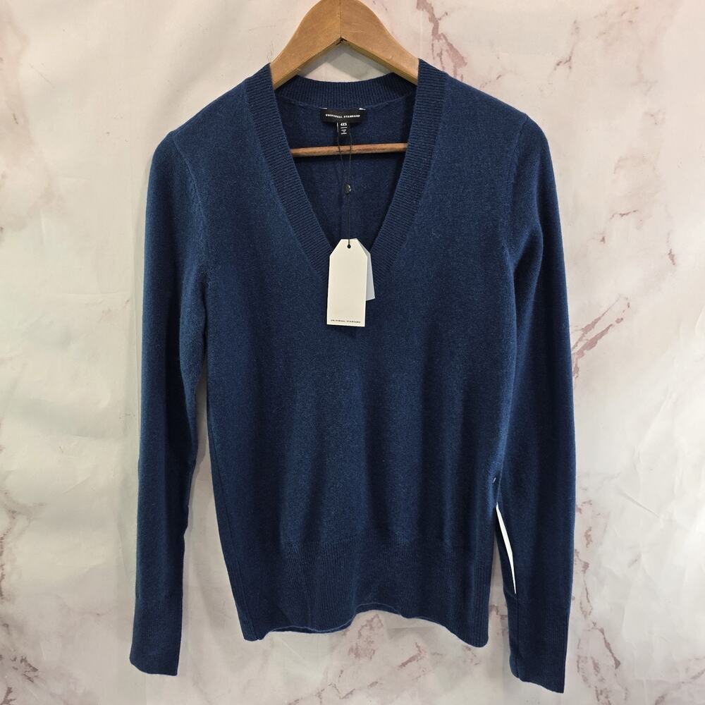 Universal Standard Sweater Womens 4XS XS Blue Cashmere V Neck Teal Jewel Tone